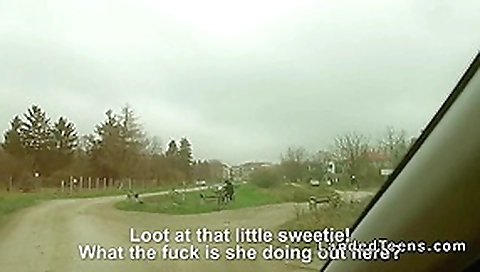 Cute stranded teen 18+ gangbanged in the car