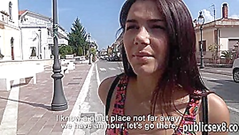 Huge boobs amateur brunette Czech girl fucked for money