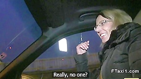 Blonde fucked in a trunk in fake taxi at night