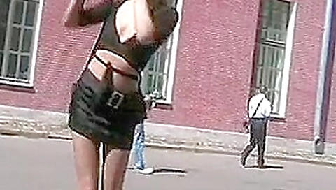 Naughty in public Blonde gal flashing her pussy in public