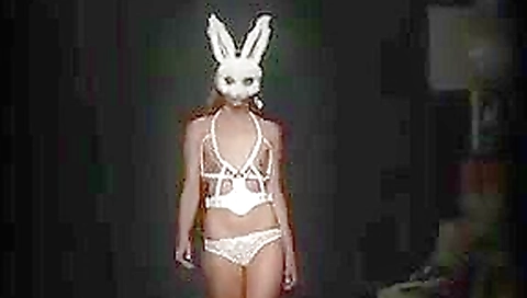 Sexy topless models fetish fashion catwalk show