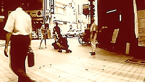 Subtitled extreme Japanese public nudity striptease in Tokyo