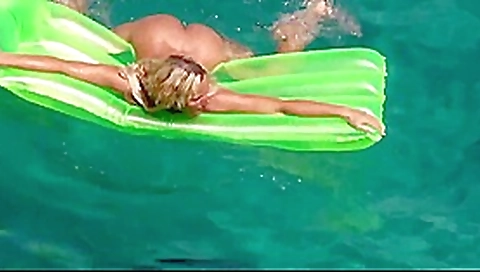 Hot blonde milf naked in ocean on public beach 2