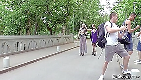 Blonde made to expose ass in public