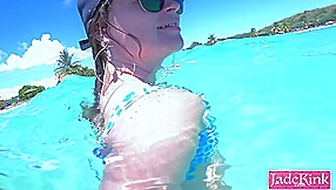 Hot blonde stranger girl fucked underwater creampie