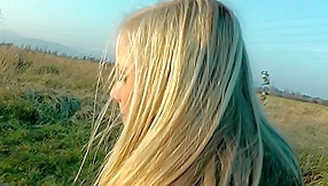 Blonde sucking near the lake