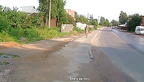 Cute girl fucking on the road in public