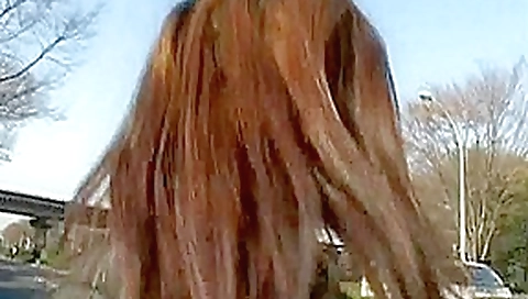 Naughty Asian flashing her bush and fine juggs in public