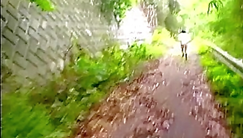 Japanese chick gets cum on boobs outdoor